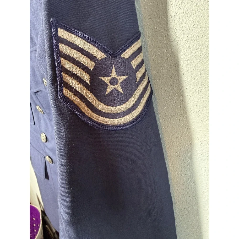 US Air Force Mens Wool Blend Military Uniform Jacket 37R Blue Service Dress Coat